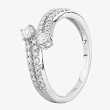 Pre-Owned 14ct White Gold 0.40ct Diamond Double Row Twist Ring 4312892