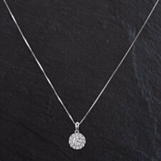 Pre-Owned 14ct White Gold 0.75ct Diamond 18 Inch Box Chain & Pendant 4314075