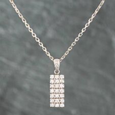 Pre-Owned Platinum 0.52ct Brilliant Cut Diamond Oblong Three Row Pendant & 16 Inch Trace Chain 43141023