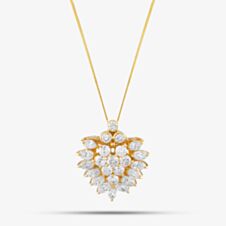 Pre-Owned 18ct Yellow Gold 2.93ct Brilliant & Pear Cut Diamond Cluster Pendant & 18 Inch Curb Chain 43141046