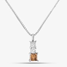 Pre-Owned Platinum 1.82ct Princess Cut Cognac Diamond Pendant & 16 Inch Box Chain 43141050