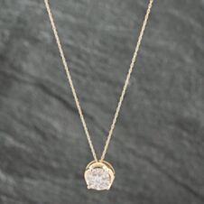 Pre-Owned 9ct Two Colour Gold 0.25ct Brilliant Cut Diamond Cluster Pendant & 18 Inch Prince Of Wales Chain 43141161