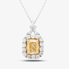 Pre-Owned 14ct White Gold & Platinum 2.44ct Multi-Cut Diamond Cluster Pendant & 16 Inch Belcher Chain 4314155