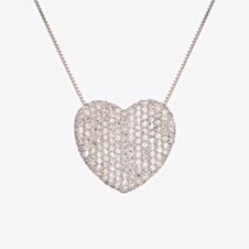 Pre-Owned Platinum 18 Inch 2.20ct Pave Diamond Heart Necklace 4314181