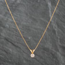 Pre-Owned Yellow Gold 0.30ct Brilliant Cut Diamond Pendant & 18 Inch Trace Chain 4314209