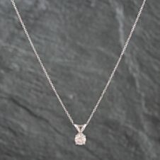 Pre-Owned White Gold 0.50ct Brilliant Cut Diamond Pendant & 18 Inch Trace Chain 4314214