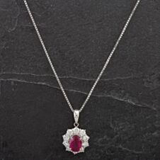 Pre-Owned Platinum Oval 1.50ct Ruby & 1.01ct Diamond Pendant 4314482