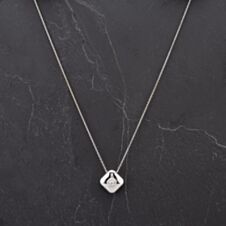 Pre-Owned 14ct White Gold 0.27ct Diamond Square Polished Pendant & 16 Inch Trace Chain 4314536