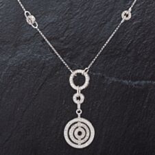 Pre-Owned 14ct White Gold 16" Circle Diamond Necklet 4314592