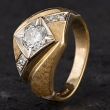 Pre-Owned 9ct Two Colour Gold 1.36ct Diamond Fancy Signet Ring 4315046