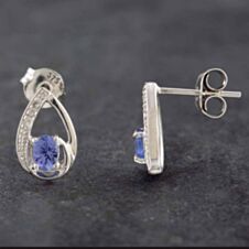 Pre-Owned 9ct White Gold 0.16ct Tanzanite & Diamond Pear Shaped Stud Earrings 43170087