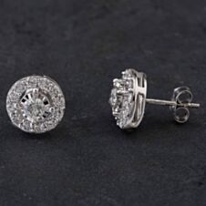 Pre-Owned 9ct White Gold 1.00ct Brilliant Cut Diamond Round Cluster Stud Earrings 4317098