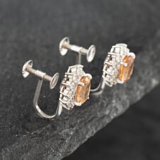 Pre-Owned Platinum Certificated 1.63ct Imperial Golden Topaz & 0.38ct Brilliant Cut Diamond Oval Screw Fittings 10.6mm Stud Earrings 43171108