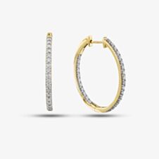 Pre-Owned 14ct Yellow Gold 32mm 1.50ct Brilliant Cut Diamond Hoop Earrings 43171150