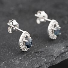 Pre-Owned 9ct White Gold 0.38ct Sapphire & Diamond Teardrop Cluster 8.5mm Stud Earrings 43171272