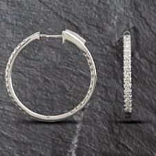 Pre-Owned 14ct White Gold 0.57ct Brilliant Cut Diamond Hoop Earrings 4317128
