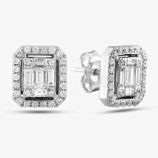 Pre-Owned 14ct White Gold 1.10ct Diamond Oblong Stud Earrings 431715523