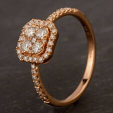 Pre-Owned 18ct Rose Gold Diamond Oblong Cluster Ring 4328447
