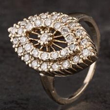 Pre-Owned 9ct Yellow Gold Diamond Marquise Cluster Ring 4328715