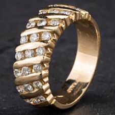 Pre-Owned 14ct Diamond 3 Row Fancy Band Ring 4328751