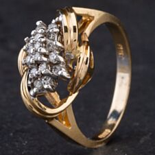 Pre-Owned 14ct Yellow Gold 3 Row Diamond Cluster Ring 4328792
