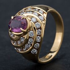 Pre-Owned 18ct Yellow Gold 1.06ct Ruby & Square 0.90ct Diamond Dress Ring 4335159