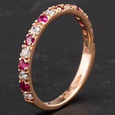 Pre-Owned 14ct Rose Gold 0.36ct Ruby & Brilliant Cut 0.24ct Diamond Half Eternity Ring 4335169