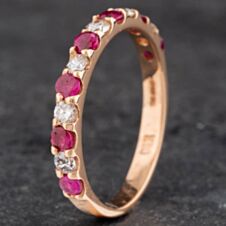 Pre-Owned 9ct Rose Gold 0.50ct Ruby & 0.36ct Diamond Half Eternity Ring 4335170