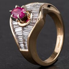 Pre-Owned 14ct Yellow Gold Ruby and Diamond Dress Ring 4335190