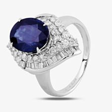 Pre-Owned Platinum 3.60ct Sapphire & 1.00ct Diamond Cluster Ring 4336009