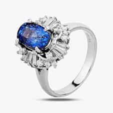Pre-Owned Platinum 2.95ct Sapphire & 0.50ct Diamond Cluster Ring 4336046