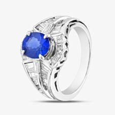 Pre-Owned Platinum 1.93ct Sapphire & 0.86ct Diamond Oval Cluster Ring 43361128