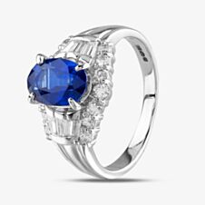 Pre-Owned Platinum 2.40ct Sapphire & 0.50ct Diamond Multi Cut Shoulder Set Solitaire 4336158