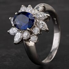 Pre-Owned Platinum 1.46ct Sapphire & 0.96ct Diamond Cluster Ring 4336235