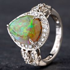 Pre-Owned 14ct 3.34ct Opal & 0.78ct Diamond Cluster Ring 4338018