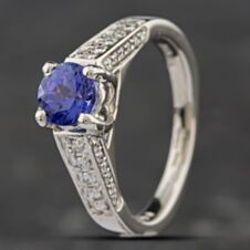 Pre-Owned Platinum Tanzanite & Brilliant Cut Diamond Dress Ring 43411007