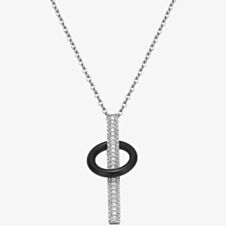 Fei Liu Silver Cubic Zirconia Circular Onyx Pendant OYX-925R-301-CZ00