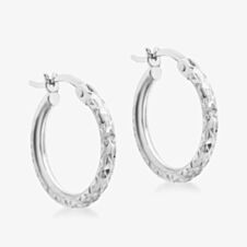 9ct White Gold 13mm Diamond Cut Creole Earrings 5-53-8399