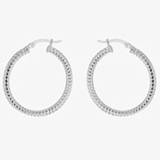 Sterling Silver 30mm Diamond-Cut Hoop Earrings 8.51.2389
