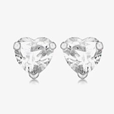 Sterling Silver Crystal Heart Stud Earrings 8.57.7129