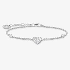 THOMAS SABO Silver Pavé Heart Bracelet A1992-051-14-L19V