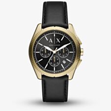 Armani Exchange Mens Black Leather Strap Watch AX2854