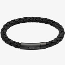Unique Mens Black Braided Leather Bracelet B493BL/21CM