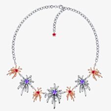 Fei Liu Carpe Diem Silver Rose Gold Plated Crystal Flower Necklace CAR-925R-102-SWCZ