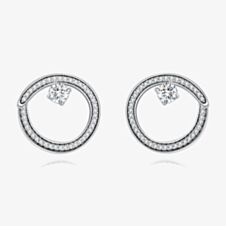 Fei Liu Iridiana Silver Cubic Zirconia Swirl Earrings CIR-925R-201-CZ00