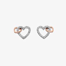 Hot Diamonds Silver & Rose Gold Plated Togetherness Open Heart Earrings DE606