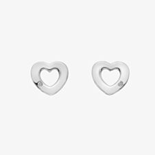 Hot Diamonds Sterling Silver Diamond Open Heart Earrings DE616