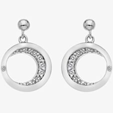 Hot Diamonds Celestial Sterling Silver White Topaz Moon Dropper Earrings DE687