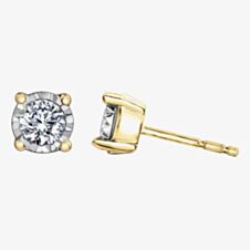 9ct Two Colour Gold 0.10ct Diamond Stud Earrings E4058YW/10-10