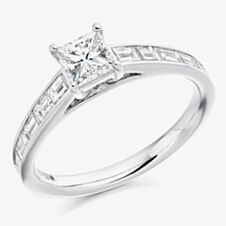 Platinum Princess-Cut Diamond-Shoulder Engagement Ring (M) ENG3342